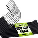 Spring Fever Open Ended Non Slip Sponge Padded Pants Hangers - Chrome Plating Foam Heavy Duty Space Saving Black 10