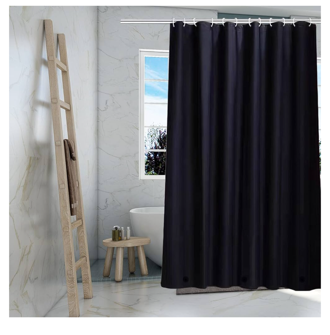 Black Shower Curtain Liner, 4G PEVA Shower Liner, Plastic Waterproof Shower Curtains, 72x72 inch with Grommet Holes 3 Magnetic Weights(Black)