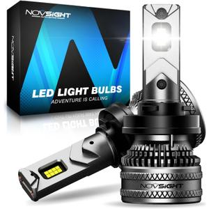 NOVSIGHT Fog Light Bulbs - 70000LM Ultra Bright // Fog Bulb, 100,000+ Hours Lifespan, Automotive High/Low Beam LED Bulb With Cooling Fan, 6500K White, IP68 Waterproof, Pack of 2