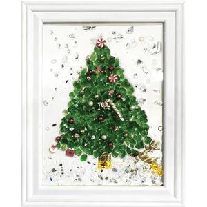 Sea Glass Christmas Tree Craft Kit for Adults: Resin & Mosaic Art Kit with Frame Sea Crushed Glass, Holiday Resin Kit for Handmade Christmas Decorations & Gifts, Beginner-Friendly Home Dcor Set