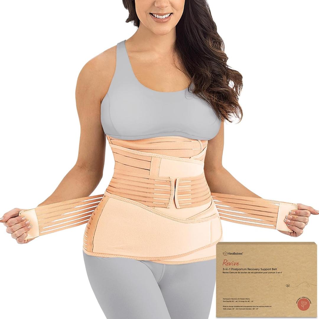 3 in 1 Postpartum Belly Support Recovery Wrap Postpartum Belly Band, After Birth Brace, Slimming Girdles, Body Shaper Waist Shapewear, Post Surgery Pregnancy Belly Support Band, (2XL, Classic Ivory)