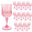 Ciaell 24PCS Pink Plastic Wine Glasses  7 Oz Plastic Goblets for Party  Pink Vintage Drinking Glasses  Disposable Water Goblets Set for Wedding, Bar, Wine, Cocktail, Whiskey & Valentine's Day