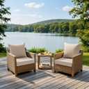 MIULEE Beige Outdoor Seat Cushion 24x24 Inch Set of 2 Waterproof & 3 Year Fade Resistant Deep Seat and Back Cushion for Patio Furniture Chair Sofa Couch with Handle and Adjustable Straps