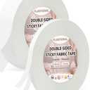 PLANTIONAL 2 Rolls Double-Sided Sticky Fabric Tape, No Sewing Required, Gluing, or Ironing Stitch Witchery Adhesive Cloth Tape, 2/5" x 54.6 Yd and 1" x 54.6 Yd Fabric Hemming Tape
