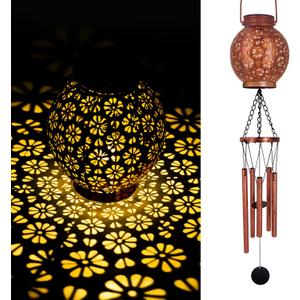 Astarin Solar Wind Chimes for Outside, 32" Solar Gifts for Women mom Grandma Friends' Birthday, Hanging Led Lights Lantern Windchimes Outdoors for Garden Decor