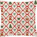 Red Green Christmas Santa Pillow Covers 18x18 Double-Sided, Christmas Bedroom Decor, Coquette Xmas Tree Reindeer Candy Cane Decorative Throw Pillow Cover for Girls Room Dorm Apartment Decor (Color-3)