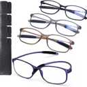 AQWANO 4 Pack Flexible Computer Reading Glasses Men Women Blue Light Blocking, Durable Lightweight TR90 Frame Readers Glasses Anti Glare, 3.5
