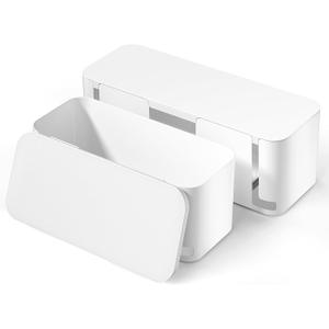 YECAYE 2 Pack Cable Management Box, Pet Friendly Cable Box Organizer for Home & Office, Child-Proof Floor Cord Cover, Cord Management and Cord Hider, White
