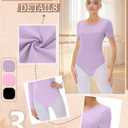 3 Pack Women's Short Sleeve Dance Leotards Crew Neck Loose Ballet Costumes Classic Basic Tops Adult Bodysuits (M)