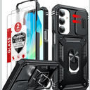 LeYi for Samsung Galaxy A17/A16-5G Phone Case: Samsung A17 Case with Screen Protector [2 Packs], Camera Cover, Military-Grade Heavy Duty Active Outdoor Protection para Galaxy A 17 5G Case, Black