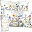 2 Pack Silk Pillowcase - Standard Size 20 x 26 Inch Silky Pillow Case for Hair and Skin Soft Cute Aesthetic Bed Sleeping Pillow Cover with Zipper for Women, Colorful Flower