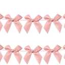 2 x 2pcs Bow Garland Banner, Ribbon Bow Party Decorations for Baby Shower Girls Bow Coquette Birthday Party Decor (Peach Pink)