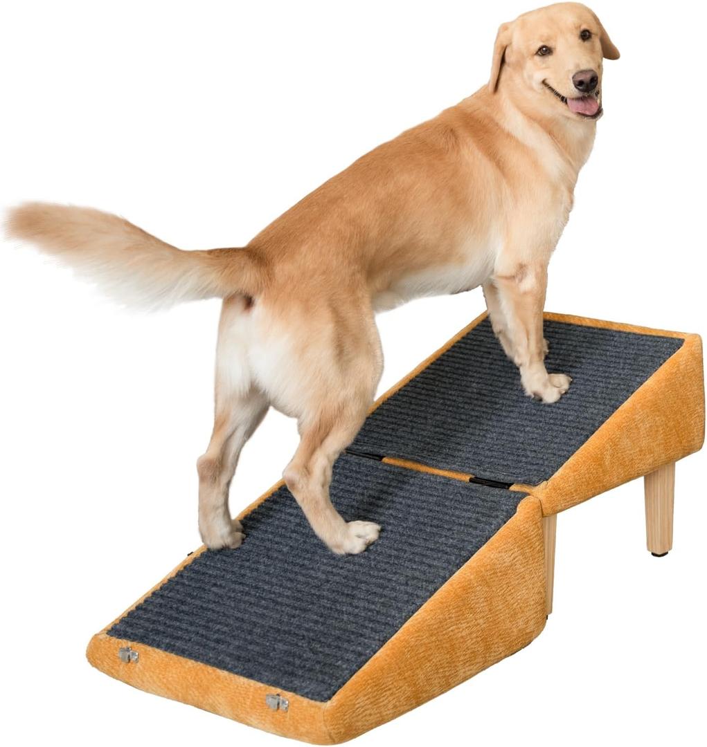 3-in-1 Dog Ramp 18.9"17.7"18.9" with Storage Pet Stairs for Senior & Injured Dogs & Cats, Hidden Storage Footstool, Ottoman Anti-Slip, Supports 220 lbs for Beds & Sofas
