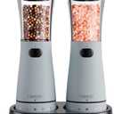 Electric Salt and Pepper Grinder Set with Storage Base, Stainless Steel Rechargeable Salt and Pepper Grinder Set with 4.5 oz Large Capacity, 1.8" Wide Mouth, Adjustable Coarseness, Ideal for Kitchen