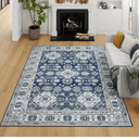 VK VK·LIVING Machine Washable Rug 5'x7' Vintage Design Washable Area Rugs with Non Slip Rugs for Living Room Bedroom Traditional Woven Rug Carpet Stain Resistant Home Decor Office Boho Rug (Navy)