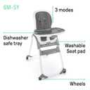 Ingenuity SmartClean Trio Elite 3-in-1 Convertible Baby High Chair, Toddler Chair, and Dining Booster Seat, For Ages 6 Months and Up, Unisex - Slate