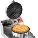 CROSSON Commercial Waffle Maker,Professional Round Belgian Waffle Maker Non-Stick Plate Machine with Temp and Time Control for Home Kitchen, Restaurant Bakeries Kitchen 120V/1300W