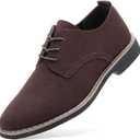 DADAWEN Men's Suede Dress Shoes Casual Lace Up Oxfords Shoes (6, Brown)