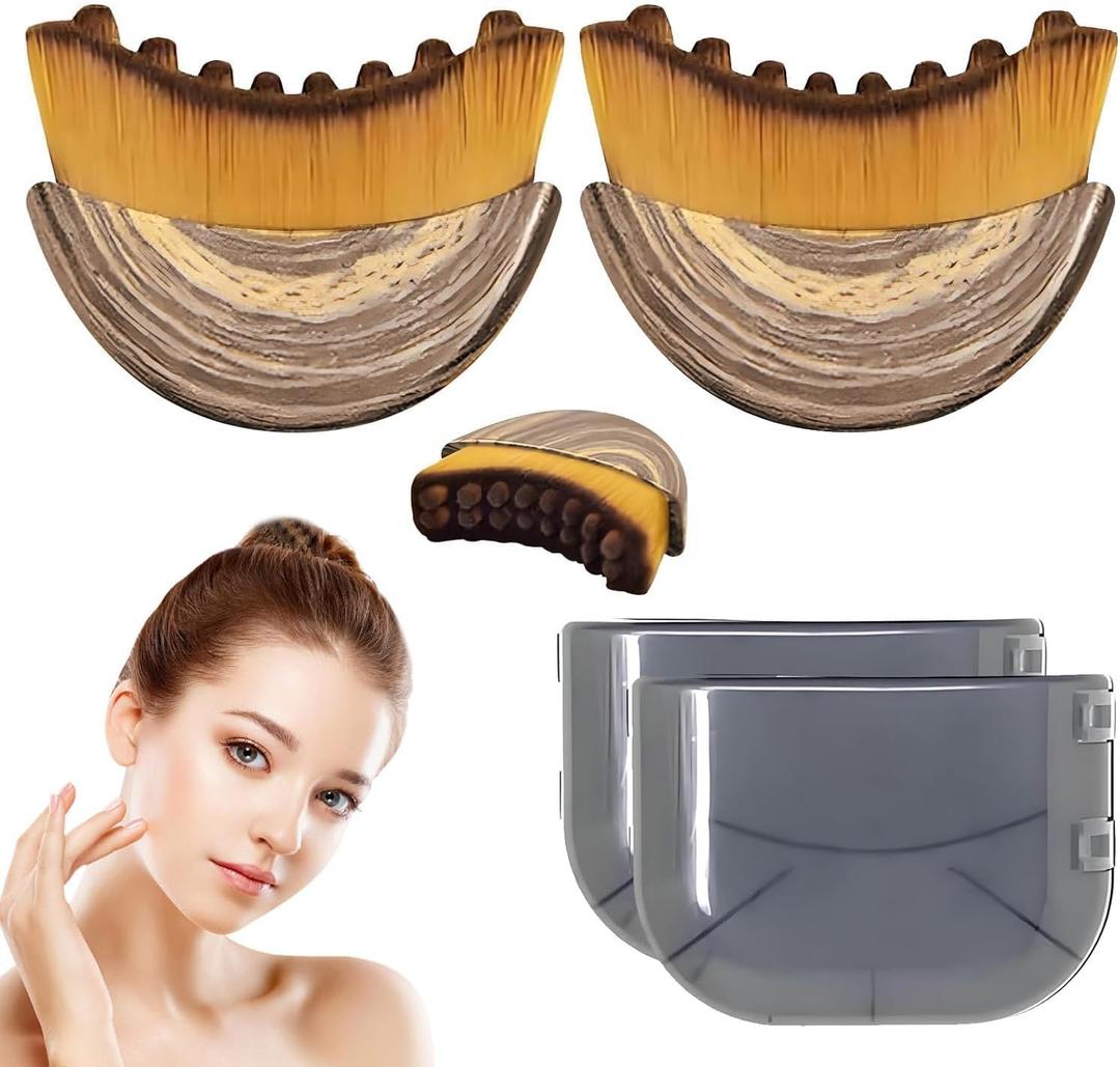 Stainless Steel Gua Sha Tool & Lymphatic Drainage Face Brush Set, Facial Massage Kit for Jawline Sculpting Puffiness Lifting Relaxation, Contour Face Brush with Storage