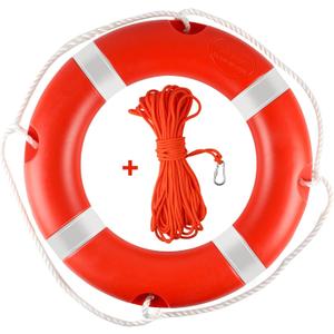 Life Ring 23"/28" Boat Safety Throw Rings with Water Floating Lifesaving Rope Life Preserver Ring Buoy with Reflective Tape & Grab Lines for Rescue Lifesaving - Orange
