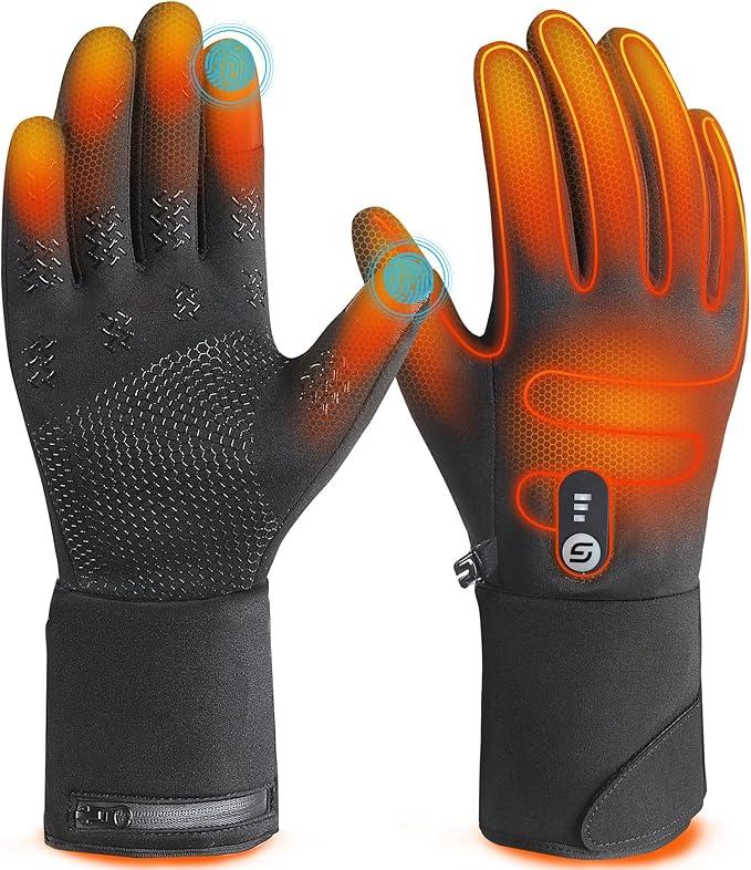 Heated Gloves for Men Women with 7.4V 3000mAh Rechargeable Battery,Soft Heated Gloves with Touch Screen and Light-Off Design