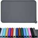 Reopet Waterproof Pet Feeding Mat with High Raised Edges, Heavier and Thicker Placemats for Cat Dog Water Bowl with BPA Free, Dogs Cats Food Mats for Messy Drinkers to Prevent Spill and Protect Floors (18.5" x 11.5", Grey)