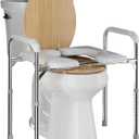 Raised Toilet Seat with Handles, Heavy Duty Toilet Seat Riser for Seniors with Height Adjustable, up to 450lbs, Toilet Chair for Elderly, Pregnant and Handicap, Fit Any Toilet, White
