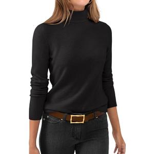 ANRABESS Womens Turtleneck Long Sleeve Sweater Tops Casual Soft Knit Fit Lightweight Basic Pullover 2025 Fall Work Outfits (Large, Black)