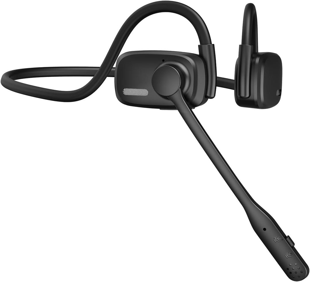 Bluetooth Headphones, Bluetooth V5.4 Wireless Headphones with Noise Cancelling Mic, 12H Playtime, 15.4mm Diaphragm Driver, Open Ear Headset for Office Meeting Running Cycling Driving (Black)