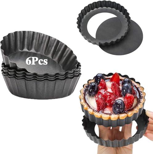 Xstronq Tart Pans 4 Inch with Removable Bottom Fluted Pie Tart Pans, Round Non-Stick Pan Quiche Pan, for Baking Pizza Mousse Cakes, Christmas Dessert