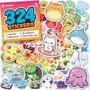 Cute Stickers for Kids - Kawaii Water Bottle Stickers for Teens - 324pc Sticker Pack - Waterproof Vinyl Stickers for Water Bottles, Scrapbook, Laptops, Etc. (324pc Bulk Value Variety)
