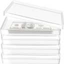 2 PCS Clear Acrylic Cash Box, Acrylic Money Storage Box Holder Organizer for Cash, Cash Organizer, Single Row Currency Cash Tray Storage Box Holder Organizer for Money