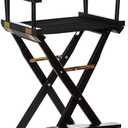 Casual Home Director's Chair ,Black Frame/Black Canvas,30" - Bar Height, 30 in