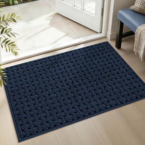 Door Mat Indoor Entrance 20x32, Non-Slip Washable Doormats Entry Way Mats, Dirt Resistant and Absorbent Welcome Mat, Easy Clean Low-Profile Doormat, Front Door, Inside Entrance, Blue (1'8" x 2'8" (Rectangular))