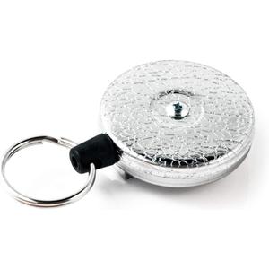 KEY-BAK Original Retractable Key Holder with a Chrome Front, Steel Belt Loop, Split Ring and Made in the USA
