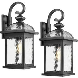 Darkaway 2pcs Outdoor Lights Fixtures Wall Mount, Large 22inch Outdoor Wall Sconce Lights with Water Ripple Glass Outside Exterior Lights Fixture for House Front Porch Patio, 22", 2 pack