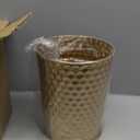 Small Metal Trash Can Wastebasket, Decorative Honeycomb Garbage Can Waste Basket, Modern Farmhouse Round Trash Bin for Bathroom, Bedroom, Kitchen and Office (Gold)