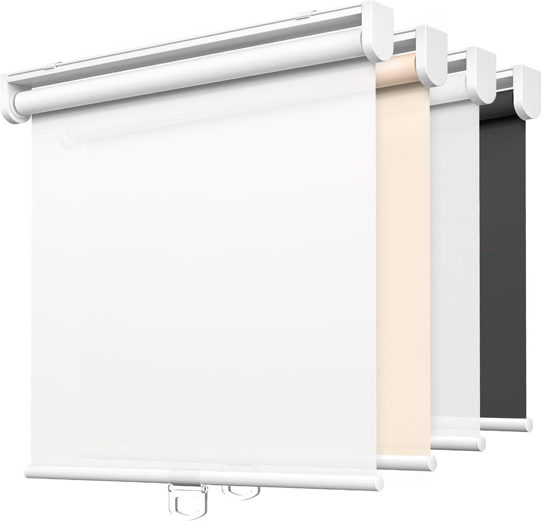 LazBlinds No Tools No Drill Cordless Roller Shades, Light Filtering Roller Blinds for Windows, Thermal Insulated UV Protection Roll Up Window Blinds and Shases, 24'' W x 72'' H, White