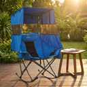 Nice C Rocking Camping Chair with Canopy, XL Oversized Folding Rocker for Adult, Outdoor Umbrella Chair with Shade, Cup Holder, Cooler Bag, Carry Bag, for Sports, Patio, Backyard (1 Pack, Blue)