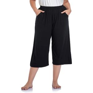 ZERDOCEAN Women's Plus Size Modal Stretchy Relaxed Lounge Capris with Pockets (XXXL)