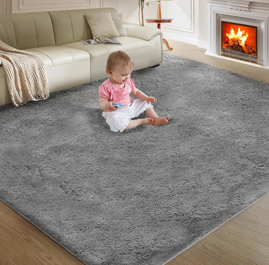 14X10 Ultra Soft Rug for Living Room, 14X10 Fluffy Shag Area Rug for Bedroom, Modern Shaggy Carpets Fuzzy Rug for Teens Dorm Nursery Home Decor Aesthetic, Upgrade Anti-Skid Durable, Grey
