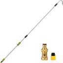 20FT Reach Gutter Cleaning Tools from Ground, 12FT Telescoping Gutter Cleaning Wand with 360° Rotating Metal Nozzle, Brass Valve, Hose Attachment for Garden Hose