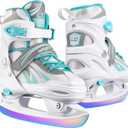 Adjustable Ice Skates for Kids Girls Boys, 4 Size Adjustable Beginner Ice Hockey Skates for Youths Teen, Warm Ice Skating Shoes with Electroplated Color-Changing Blades for Outdoor and Rink Small (11C-1 US) Little Kids