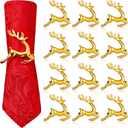 WILLBOND 12 Pcs Deer Napkin Rings Gold Christmas Antler Reindeer Buckle for Cloth Napkins Holiday Dinners Parties, Wedding Adornment, Table Decoration Accessories