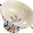 Creative Co-Op Hand-Painted Stoneware Footed Bowl with Handles and Stripes, Multicolor