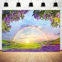 10 X 8 ft Lavender Flower Field Backdrop Photography backdrops Purple Flower Lavender Green Grass Lilac Flowers Sunset Sky Rainbow Party Background Photography Studio Backdrop