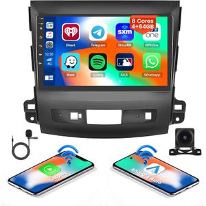 4+64GB Radio for Mitsubishi Outlander 2007-2013 Android 15 CarPlay Stereo 8 Core 9" Touchscreen GPS DSP 59UI Backup Camera