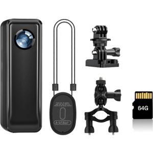 4K Action Camera, Body Camera with 64GB Memory Card