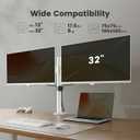 ErGear Fully Adjustable Dual Monitor Mount for 2 Screens up to 32 Inches, Holds up to 17.6 lbs Each Arm, Desk Stand, White