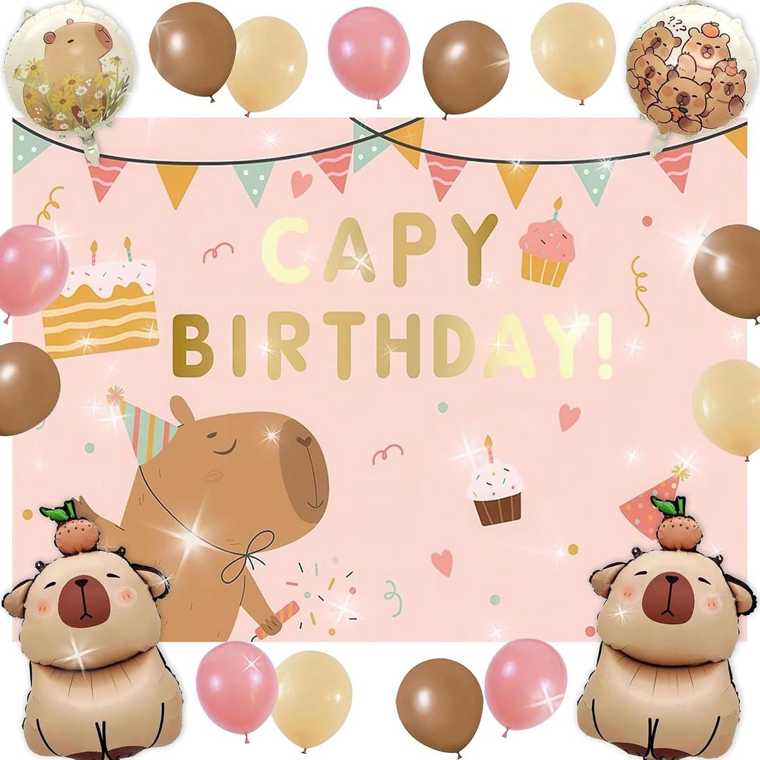 Capybara Birthday Party Balloons Backdrop Decorations Includes Capybara Birthday Cake Balloon Party Favors Capybara Theme Party Supplies Decor